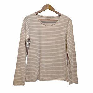 Garnet Hill Essential Long-Sleeve Tee Striped Medium Organic Pima Cotton 43309